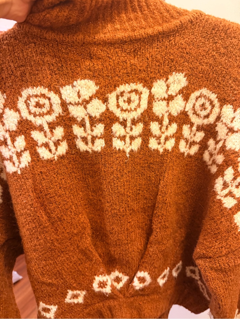 Free People brown and cream Toggle Cardigan Sweater bunny house - Picture 6 of 6